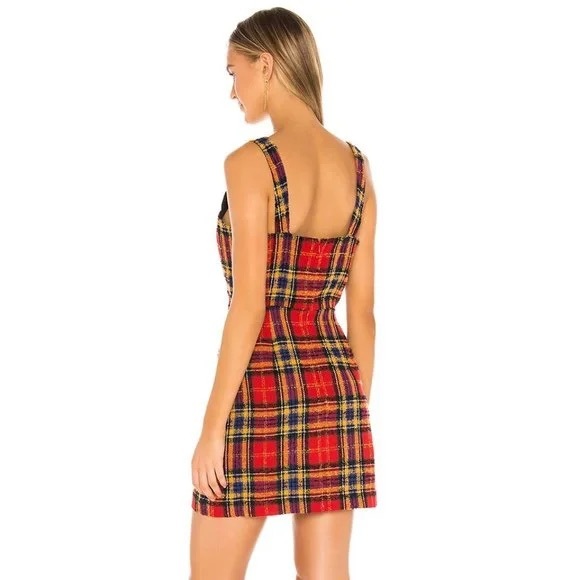 Amanda Uprichard Red Scotch Plaid Makenna Mini Dress - Picture 4 of 8